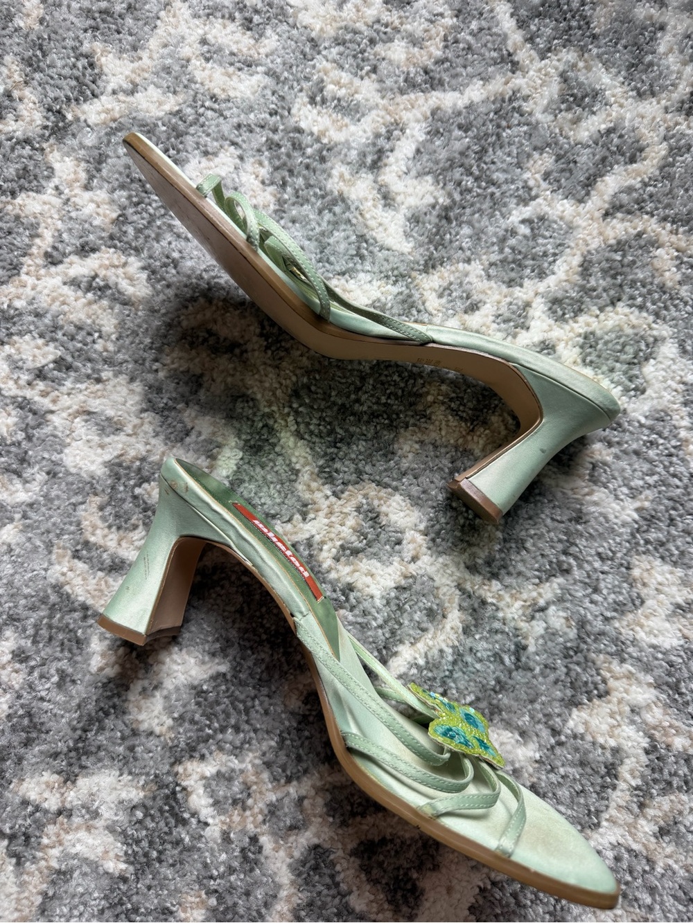 Y2K Unlisted Mint Green Sequin Butterfly Heeled Fairy Sandals - Picture 4 of 9